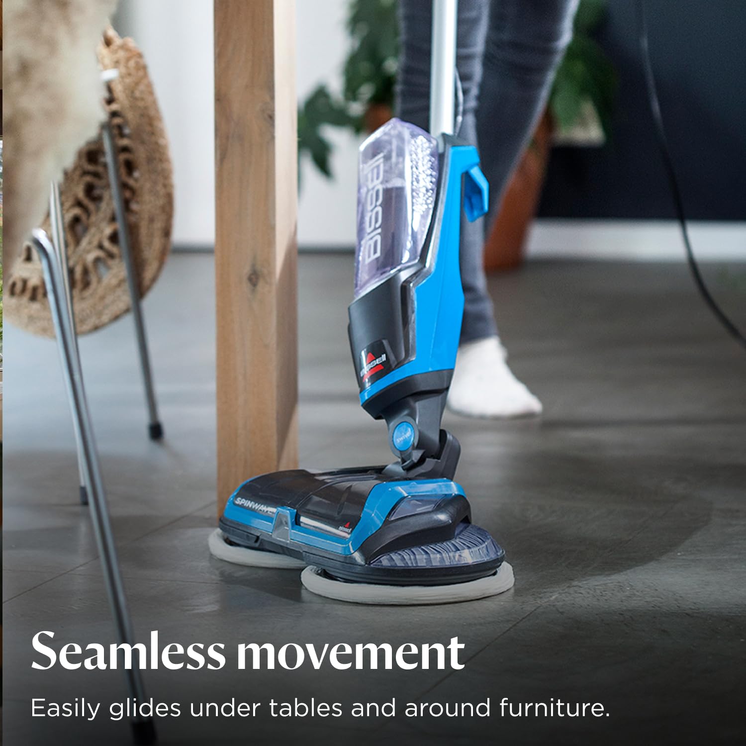 Electric Mop 105W Rotating Pads Hard Floor Cleaner Polisher Titanium/Blue