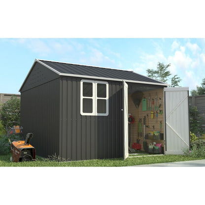 Garden Storage Shed 10 X 8 Ft Anthracite Metal Apex Roof