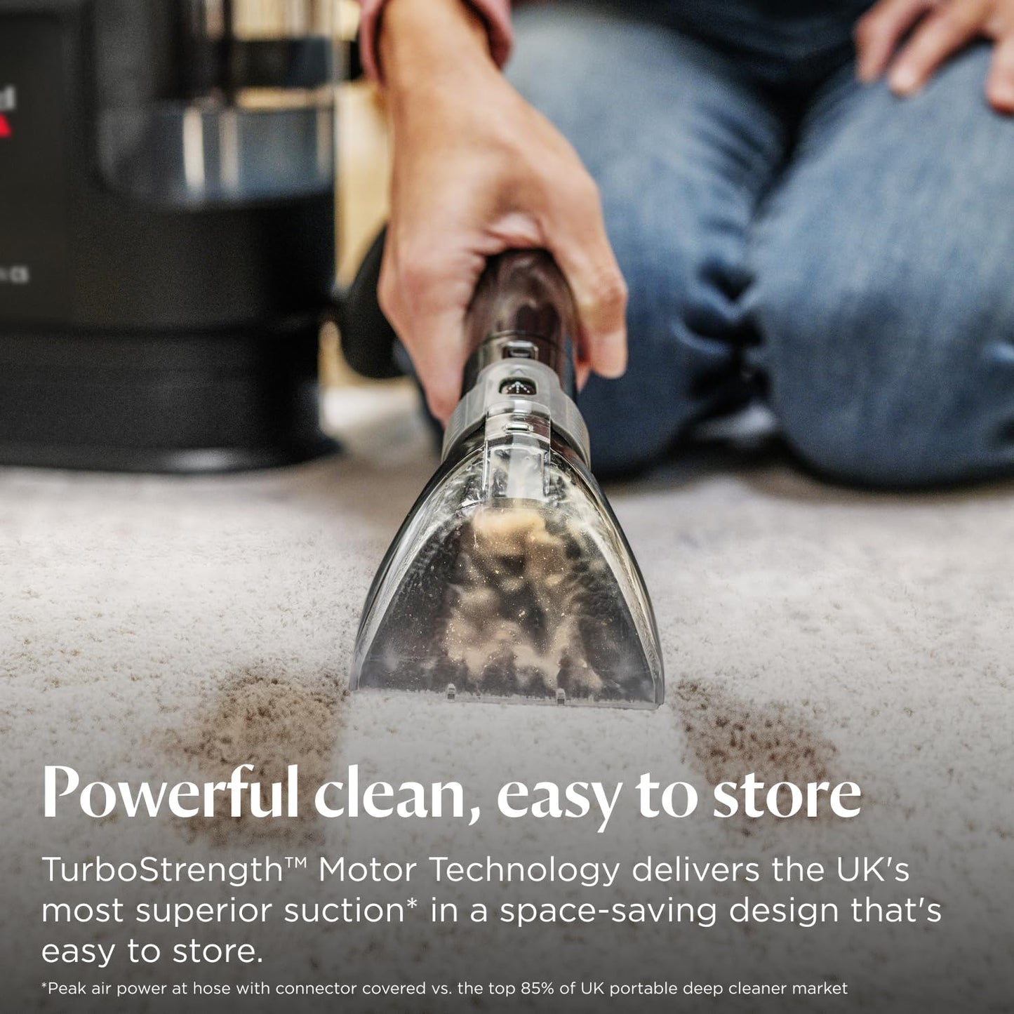 Portable Carpet Cleaner 16,400Pa Suction Dual Tank Black