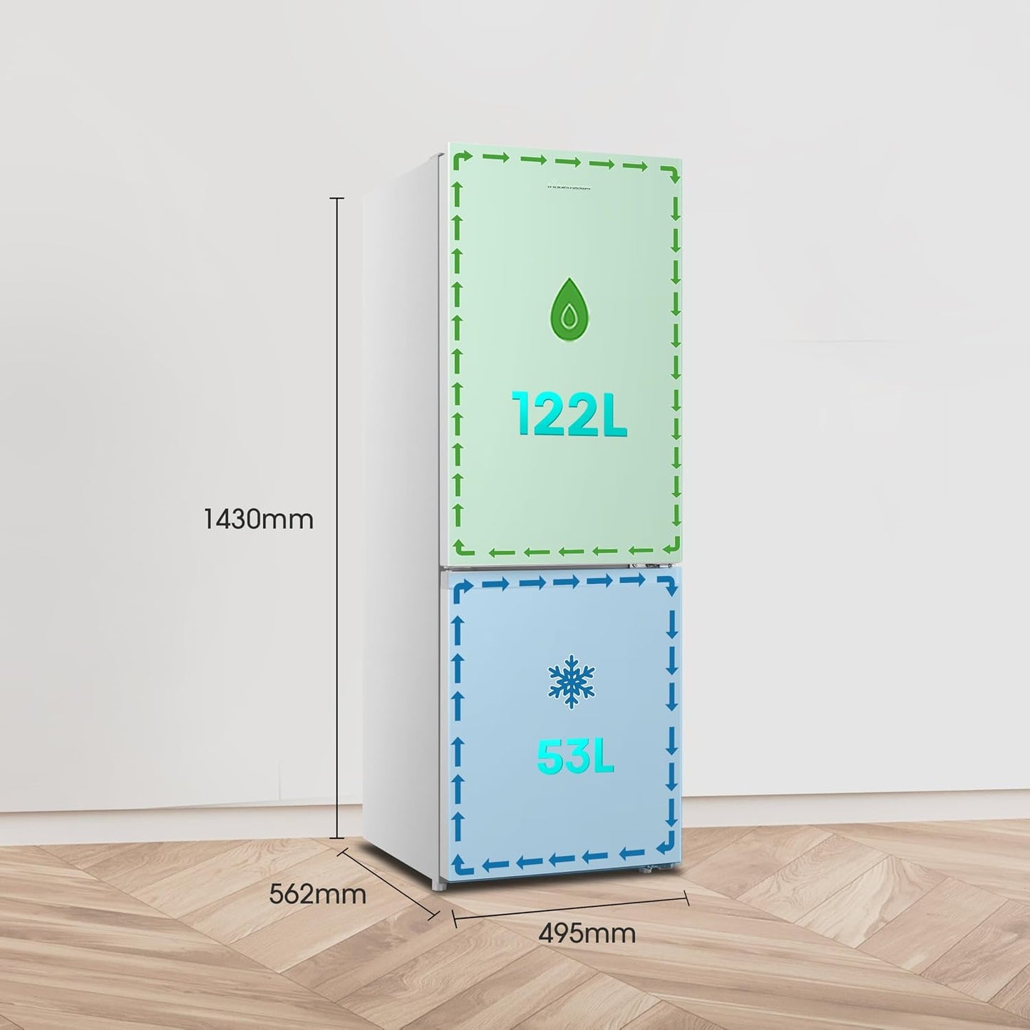 Freestanding Fridge Freezer 175L 60/40 Split E Rated White Reversible Door