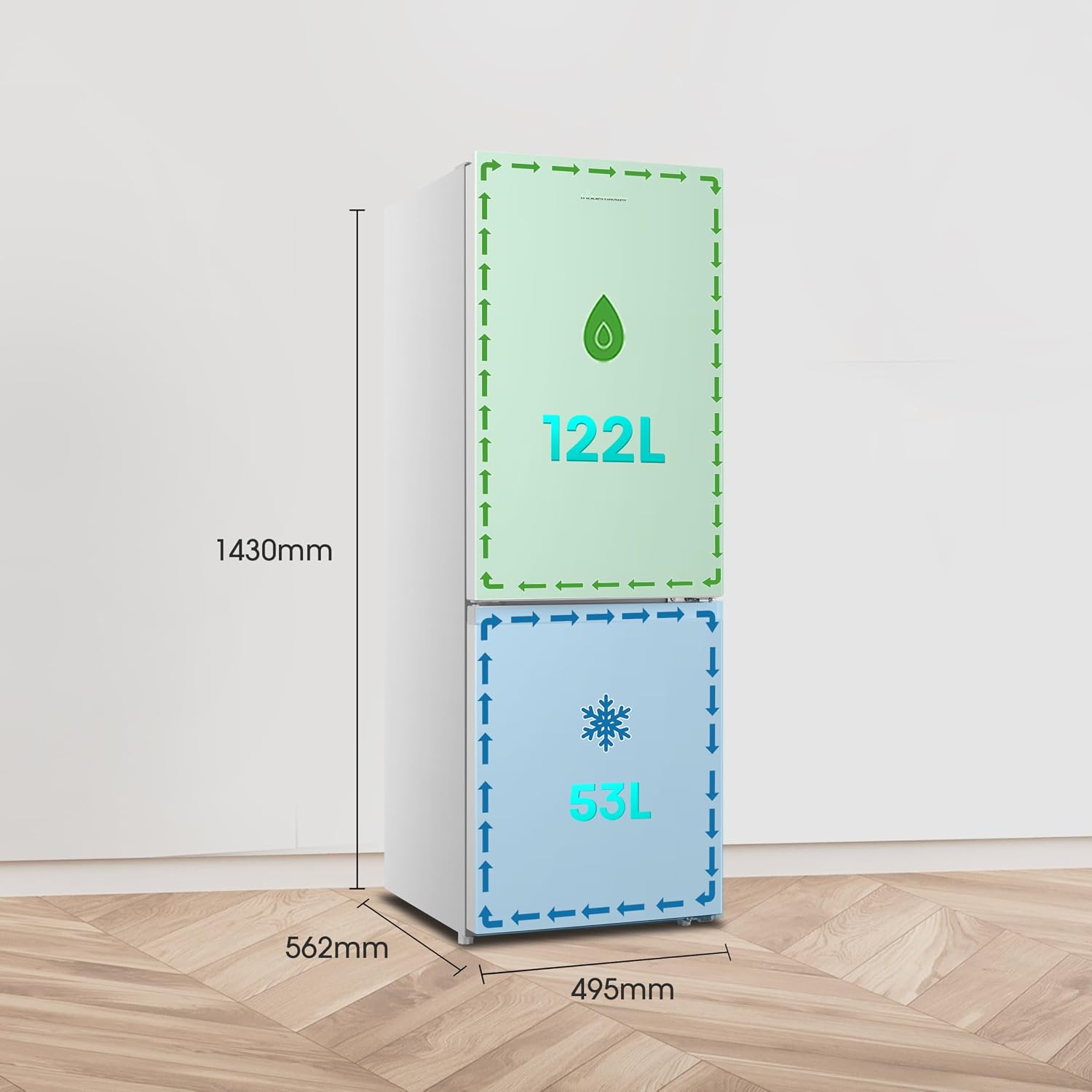 Freestanding Fridge Freezer 175L 60/40 Split E Rated White Reversible Door