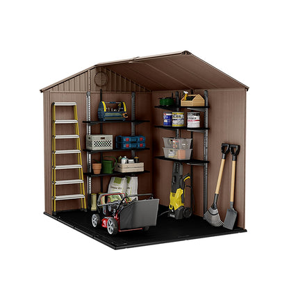 Resin Garden Storage Shed 8 X 6 Ft Brown Double Doors Lockable