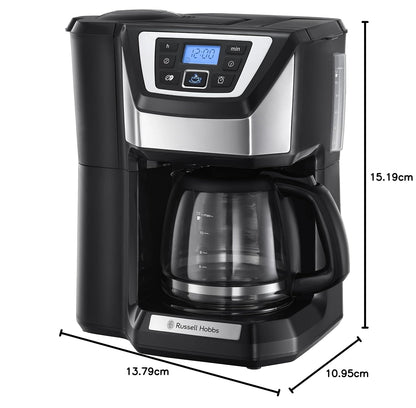 Bean To Cup Filter Coffee Machine 1025W 12 Cup Programmable Timer Stainless Steel