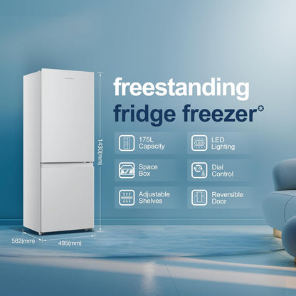 Freestanding Fridge Freezer 175L 60/40 Split E Rated White Reversible Door