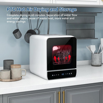 Portable Countertop Dishwasher 7 Programmes 4.8L Tank 3 Place Settings Black