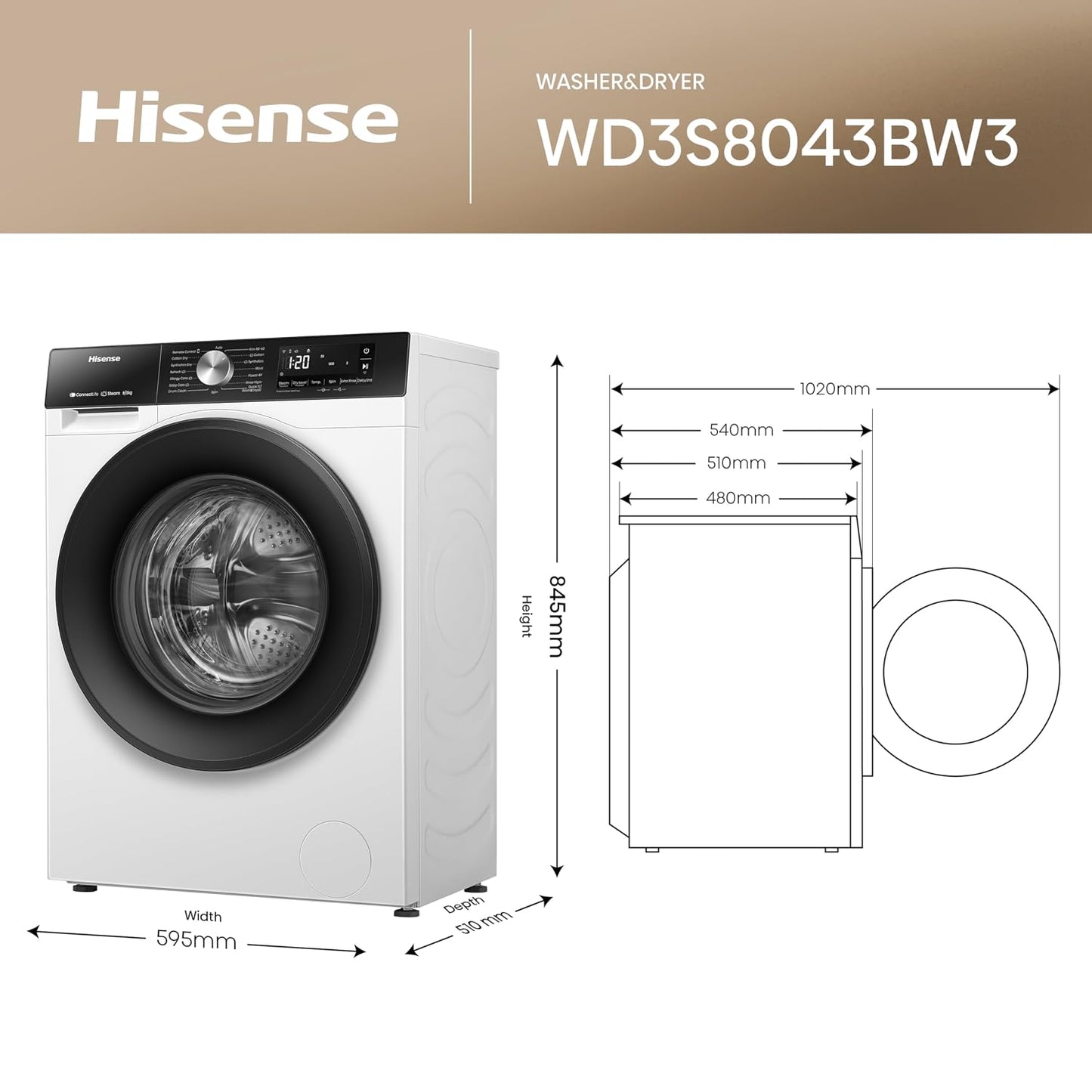 Freestanding Washer Dryer 8kg Wash 5kg Dry 1400rpm White