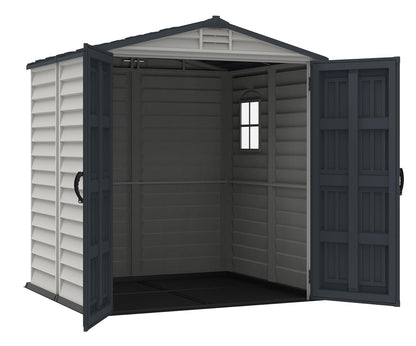 Plastic Garden Storage Shed 6 X 6 Ft Dark Grey Adobe Metal Roof