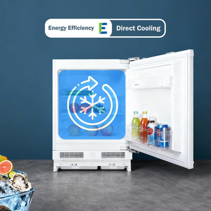 Integrated Under Counter Fridge 110L LED Light Reversible Door White