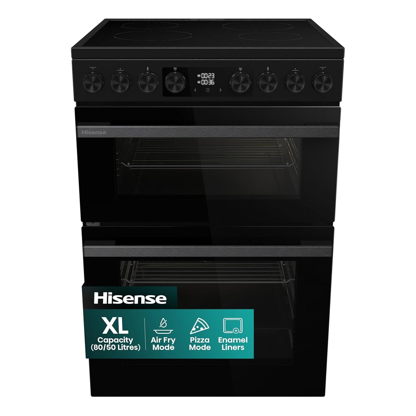 Electric Cooker 130L Double Oven Ceramic Hob A Rated Black