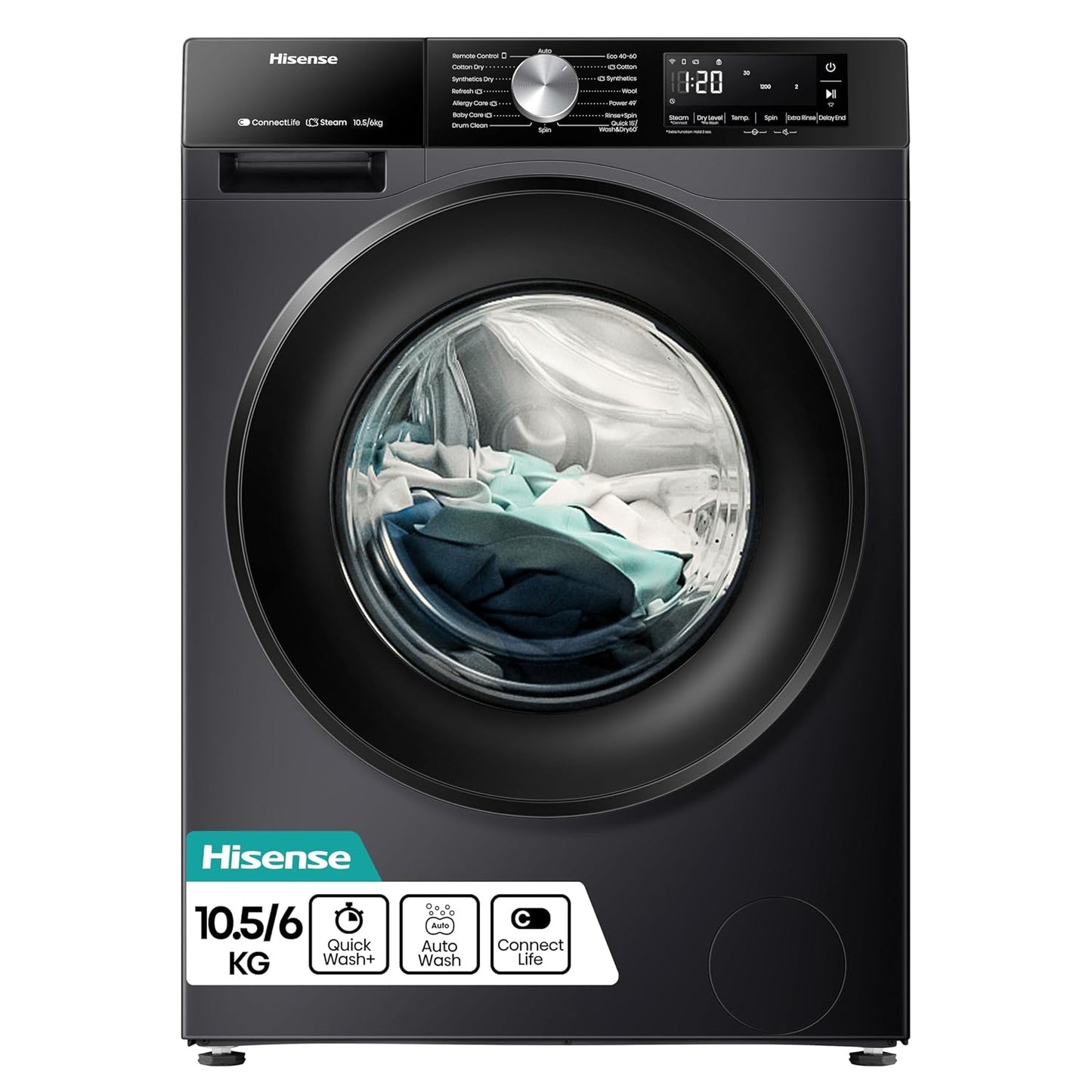 Freestanding Washer Dryer 10.5Kg Wash 6Kg Dry 1400Rpm Black