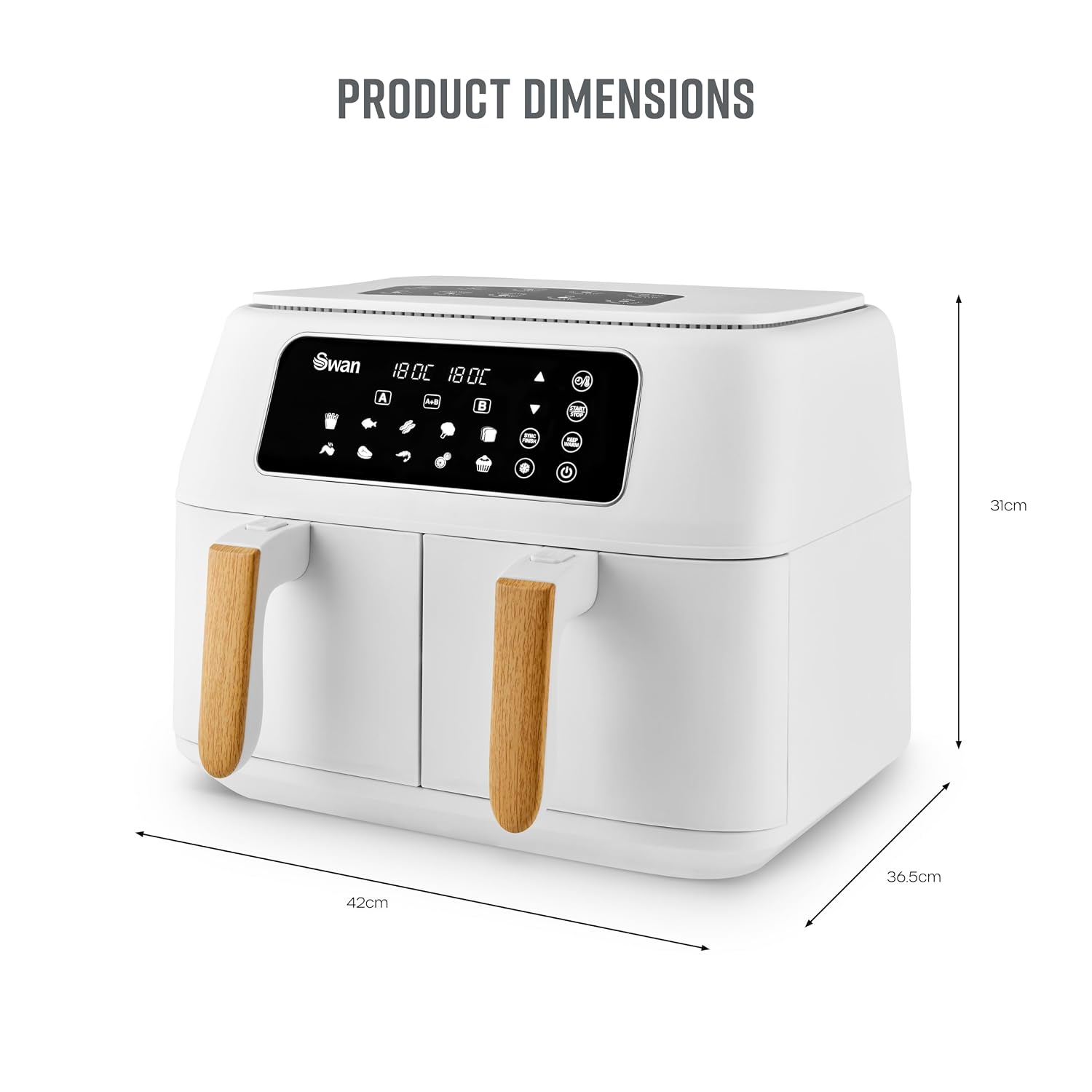 Air Fryer 8L Dual Basket 13 Presets Match Cook White