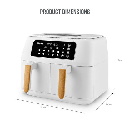 Air Fryer 8L Dual Basket 13 Presets Match Cook White