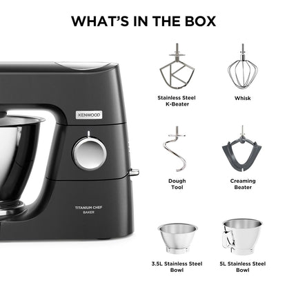 Stand Mixer 1200W Integrated Scale 5L 3.5L Bowls Black