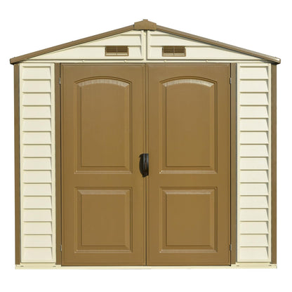Plastic Garden Storage Shed 8 X 6 Ft Brown Double Doors Lockable