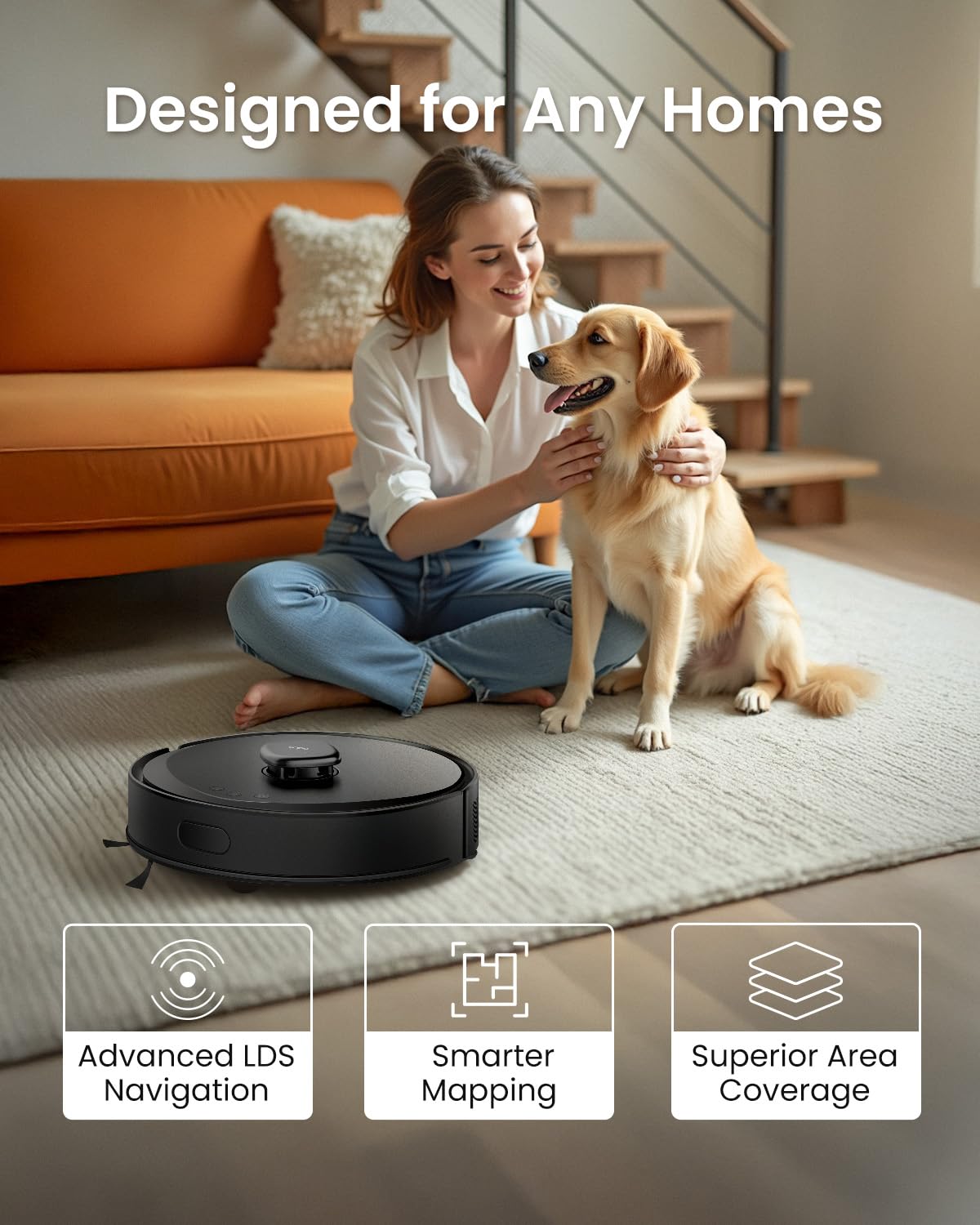 Robot Vacuum Cleaner 5300Pa LiDAR Navigation Auto-Empty Black