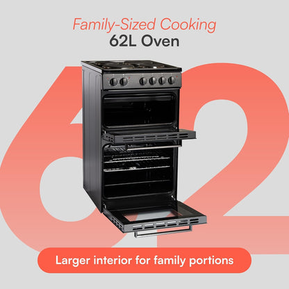 Electric Twin Cavity Cooker 93L 4 Zone Solid Plate Hob Black