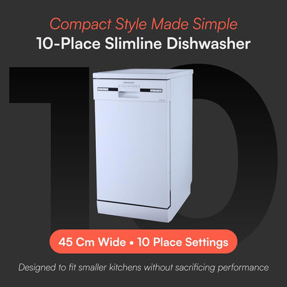 Freestanding Dishwasher 10 Place Settings 45cm White