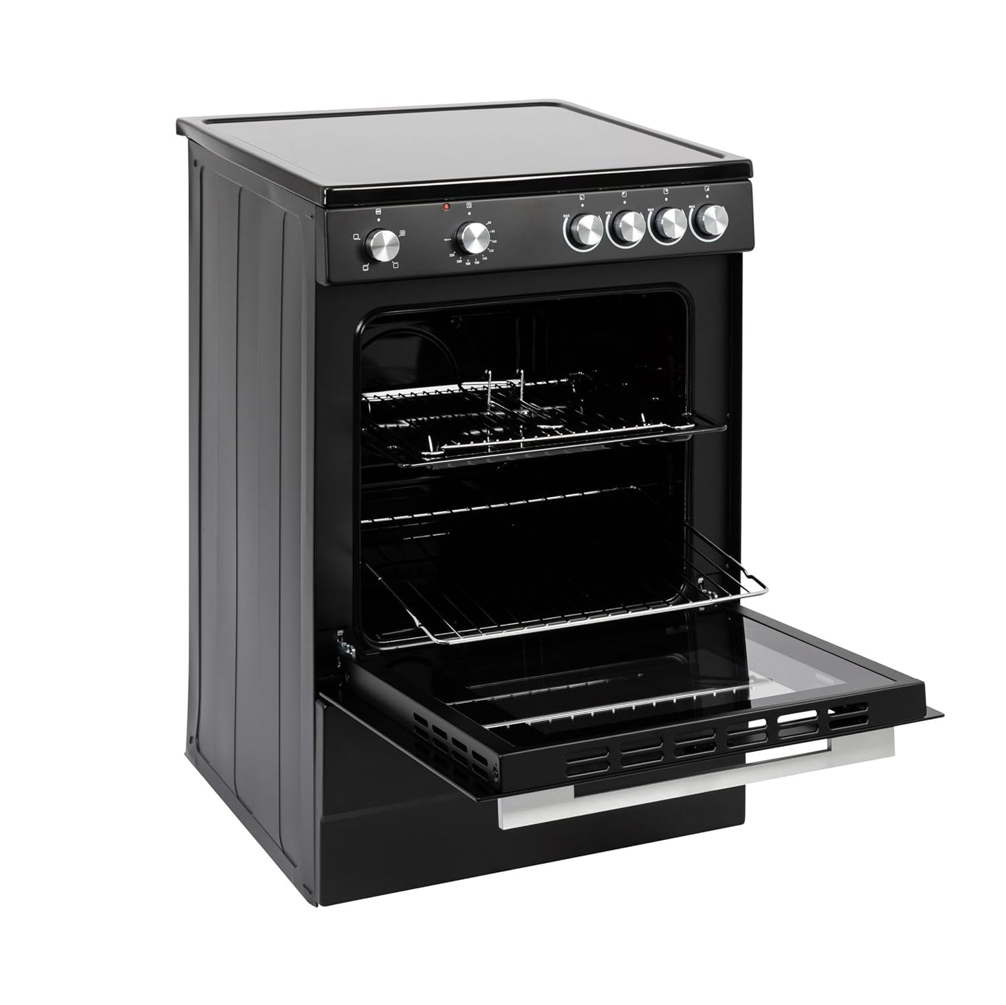 Freestanding Electric Single Cavity Cooker 68L 4 Ceramic Hobs Black