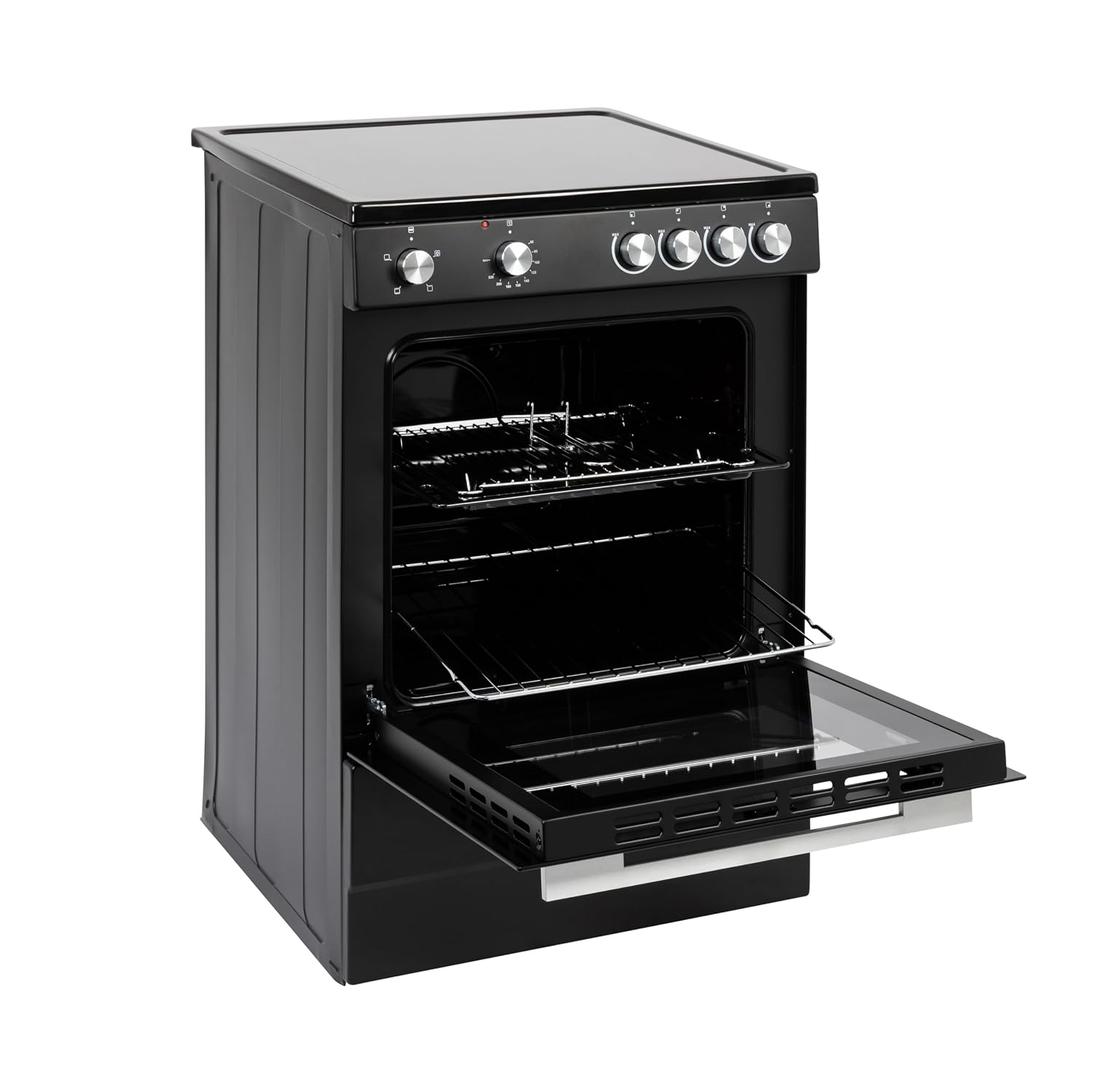 Freestanding Electric Single Cavity Cooker 68L 4 Ceramic Hobs Black