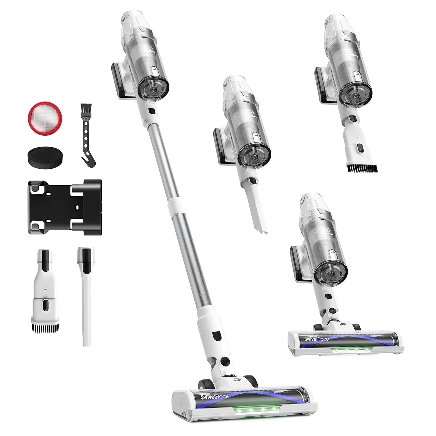 Cordless Stick Vacuum Cleaner 580W 48KPa Suction 65 Min White