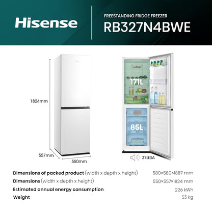 Freestanding Fridge Freezer 256L 50/50 Frost Free White
