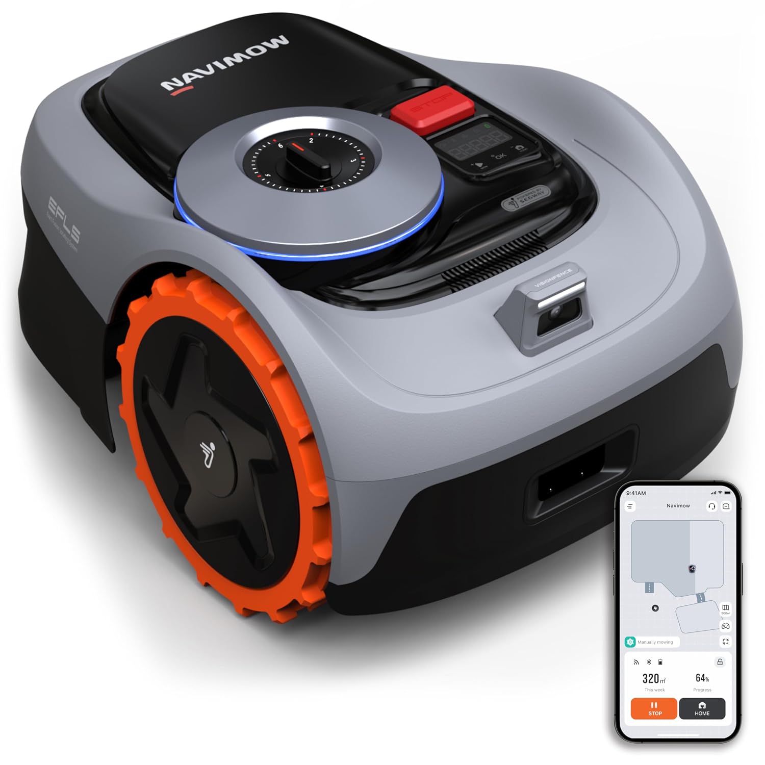 Robotic Lawn Mower 500m² EFLS 2.0 RTK Vision AI Mapping Grey
