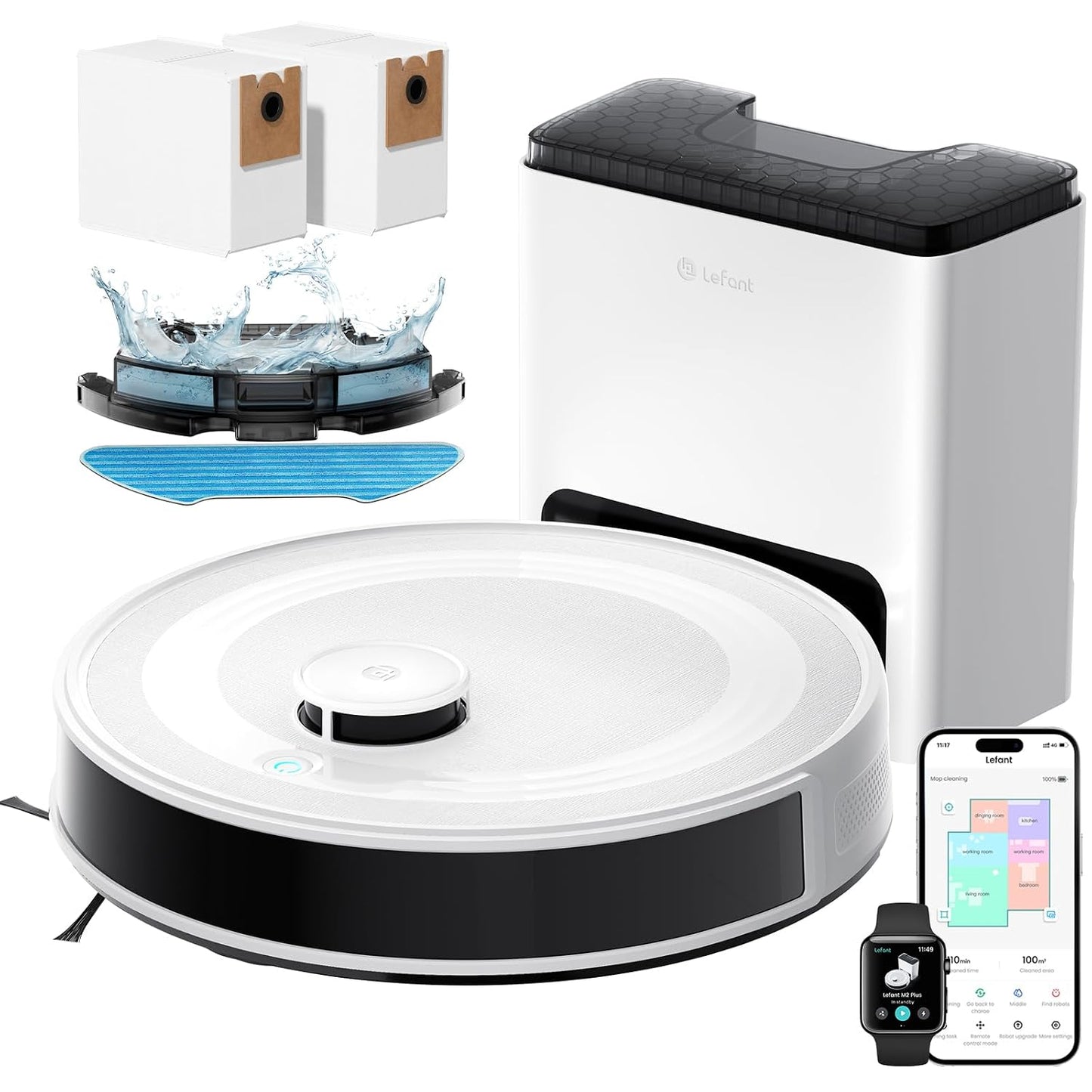 Robot Vacuum And Mop 5000Pa Carpet Boost 120 Min Black