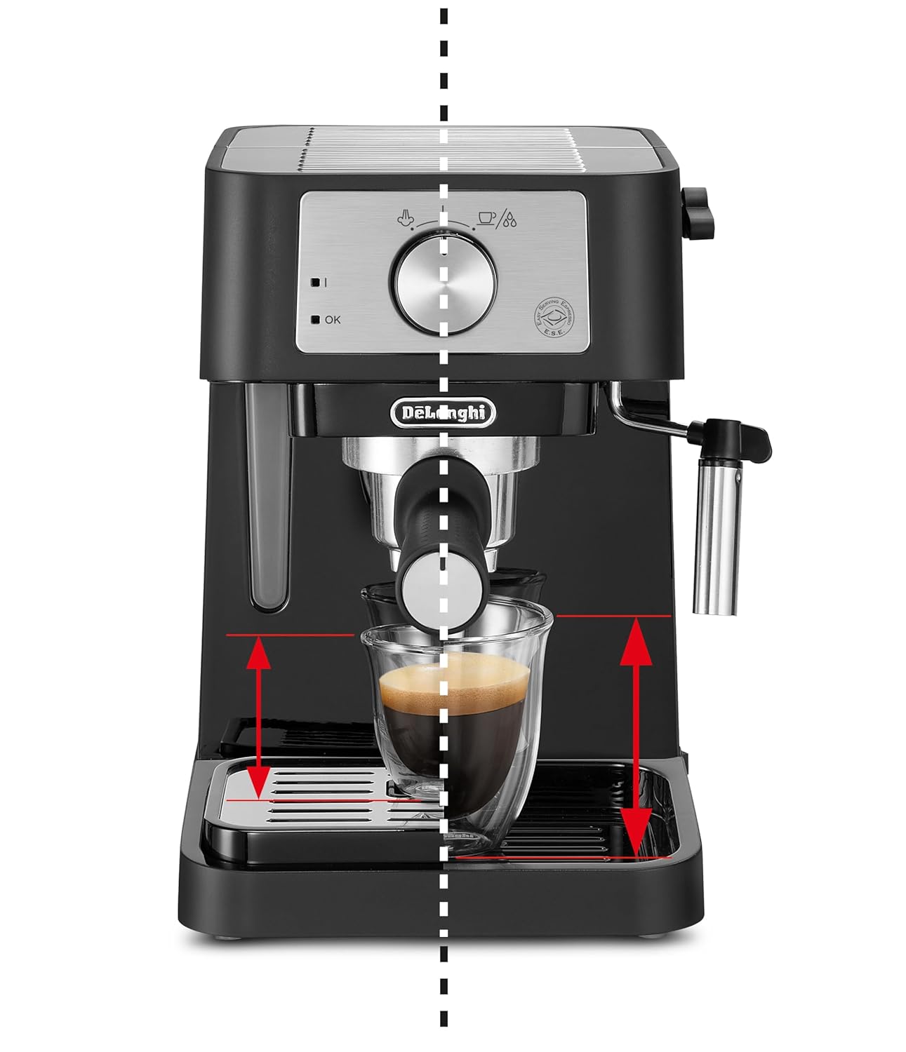 Pump Espresso Coffee Machine 15 Bar 1L Stainless Steel Black