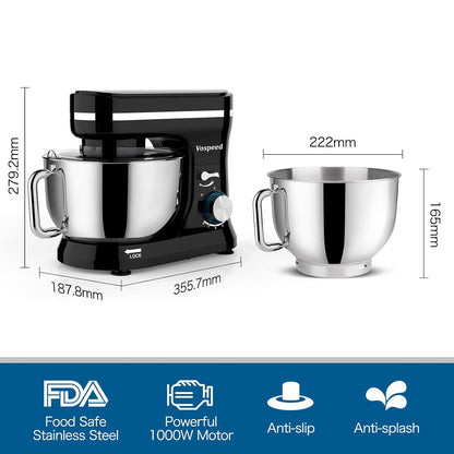 Stand Mixer 5-Quart 8-Speed 1000W Tilt-Head Black