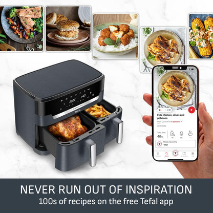 Dual Air Fryer 11L 8 In 1 2700W Touchscreen Java-Grey