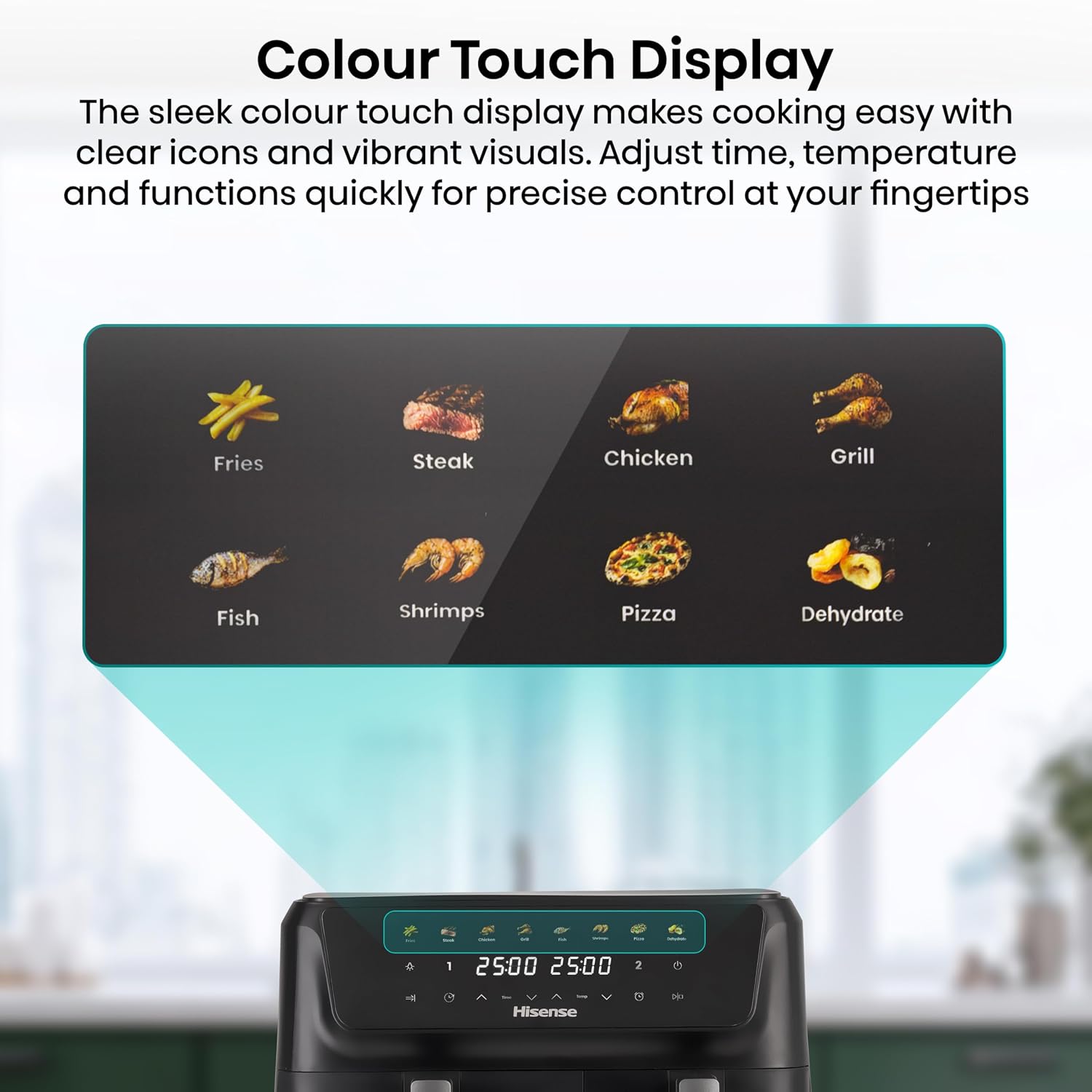Air Fryer 11L Dual Zone 2700W Colour Touch Display 8 Functions Black
