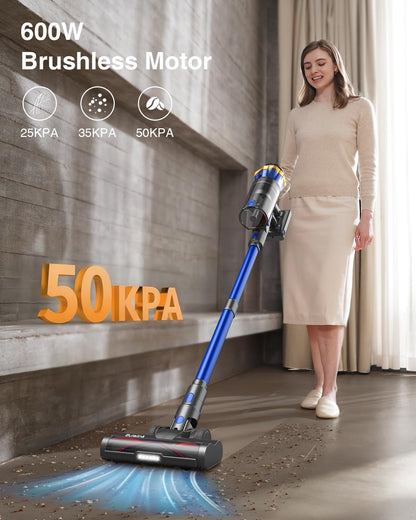 Cordless Vacuum Cleaner 600W 50kPa 65Min OLED Touch Screen Blue