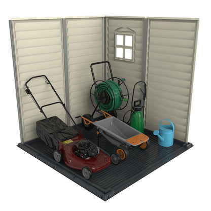 Plastic Garden Storage Shed 6 X 6 Ft Dark Grey Adobe Metal Roof