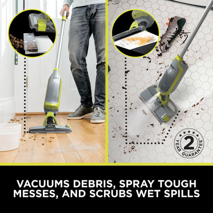 2-in-1 Cordless Hard Floor Vacuum Spray Mop Charcoal Grey