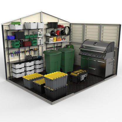 Plastic Garden Storage Shed 10.5 X 8 Ft Double Doors Lockable Dark Grey