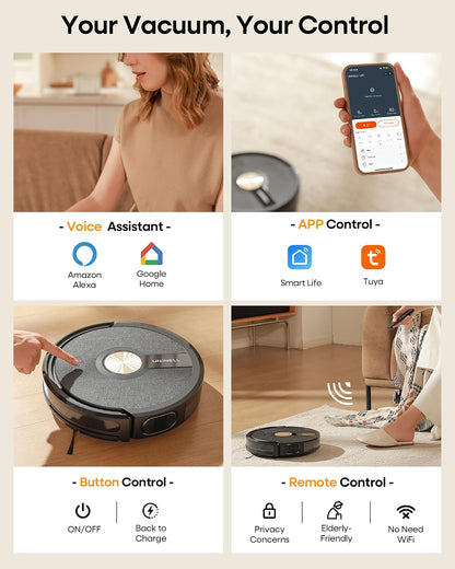 Robot Vacuum Cleaner 5000Pa Suction 180 Min Ultra Slim Black