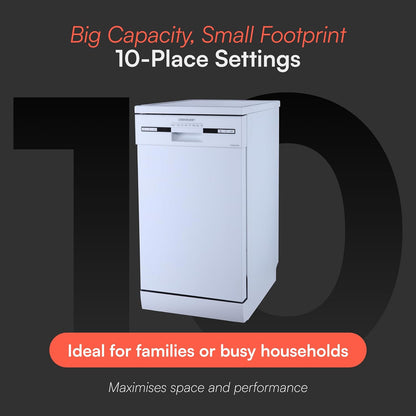 Freestanding Dishwasher 10 Place Settings 45cm White