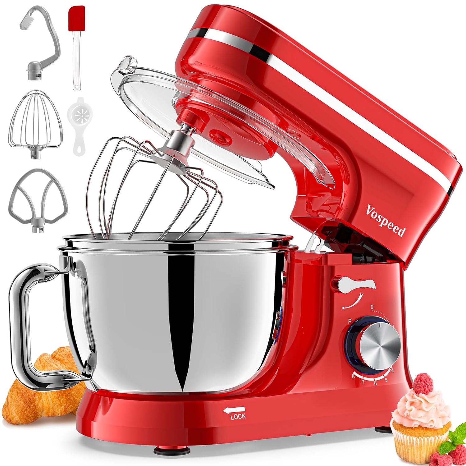 Stand Mixer 4.5L+5L Bowls 8-Speed 1000W Tilt-Head Blue