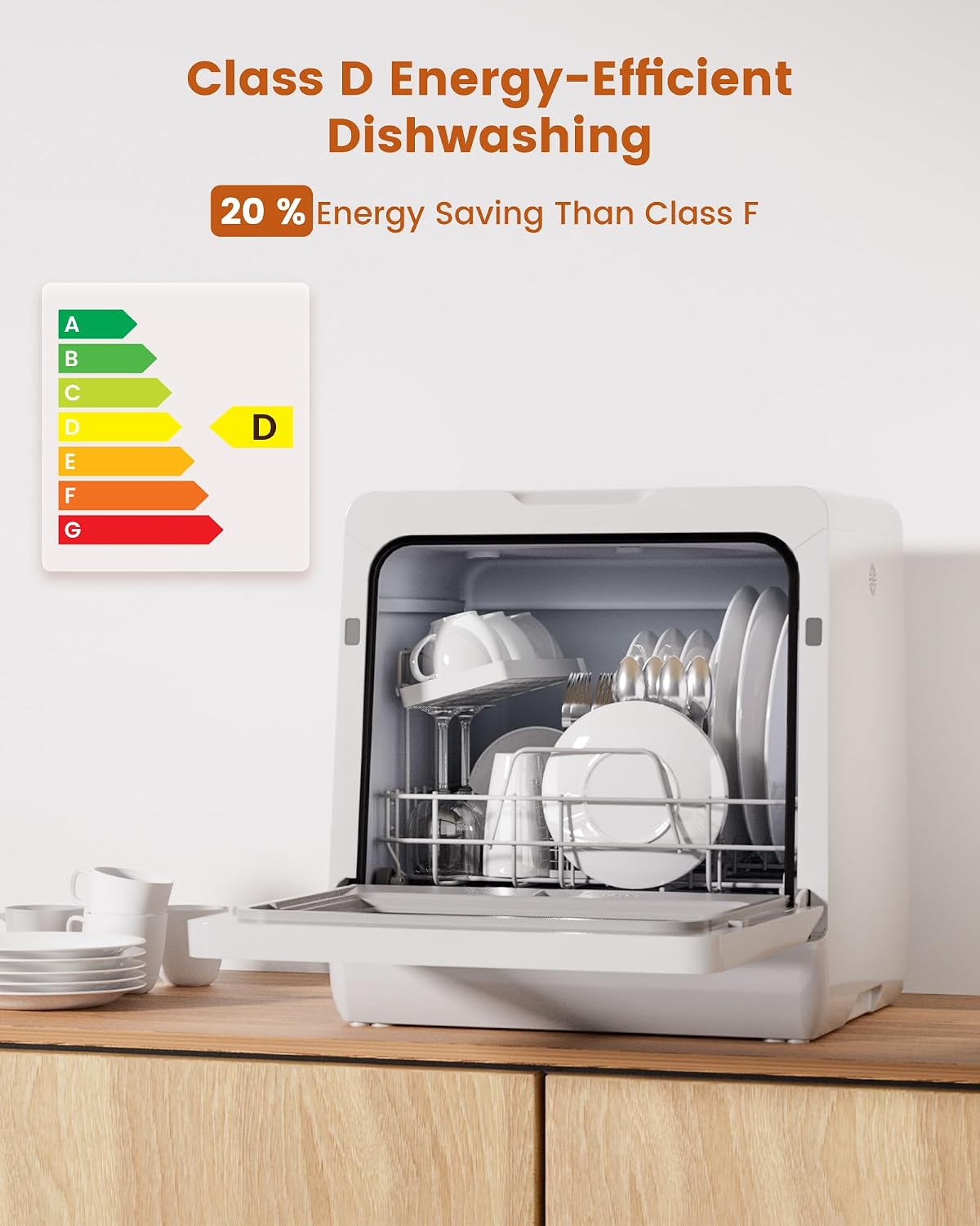 Countertop Dishwasher 5L 8 Programs With Water Softener Black