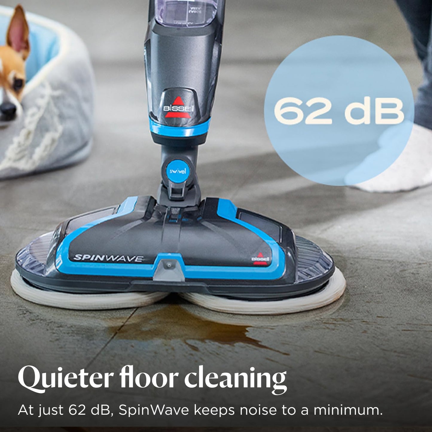 Electric Mop 105W Rotating Pads Hard Floor Cleaner Polisher Titanium/Blue