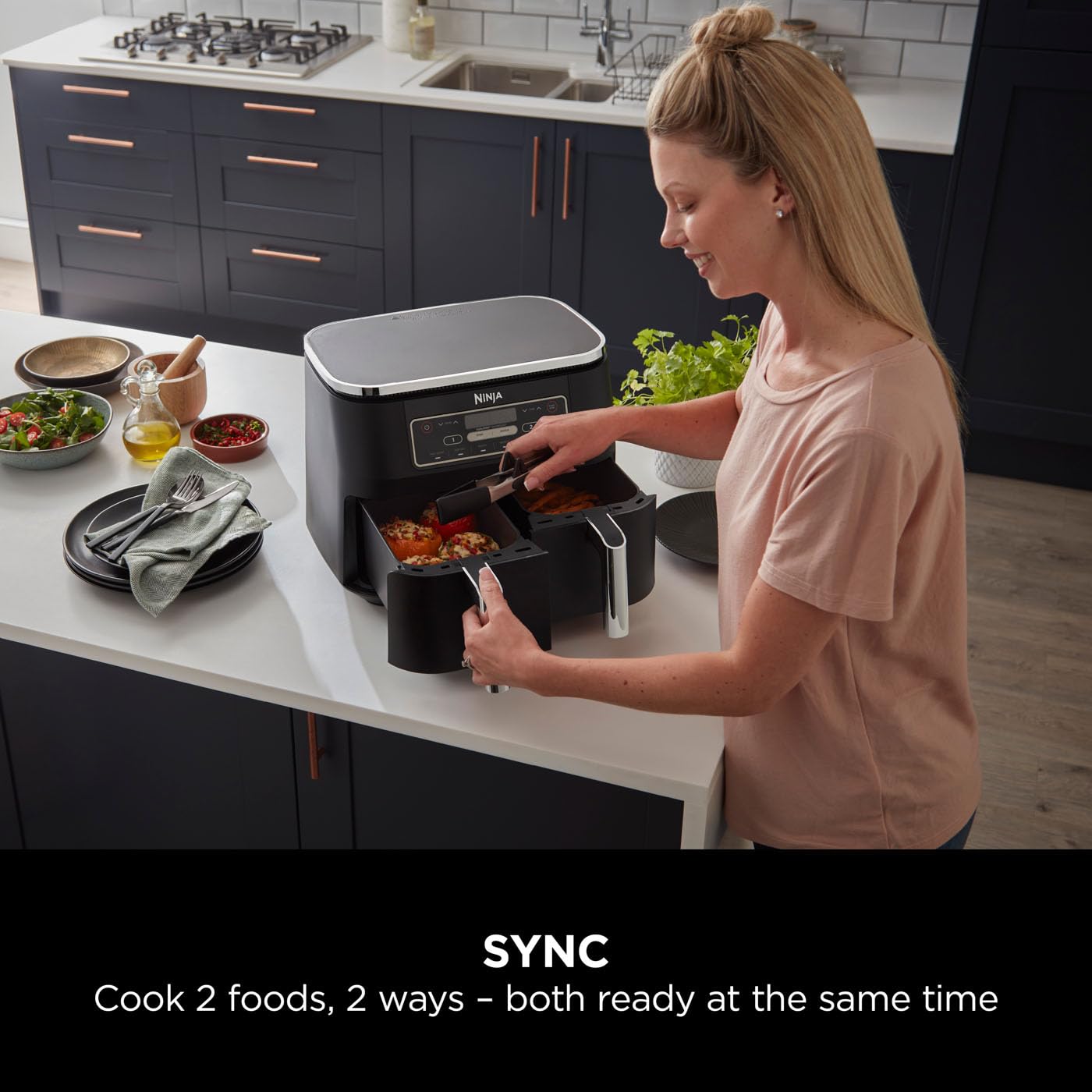 Dual Zone Digital Air Fryer 7.6L 6-in-1 Black