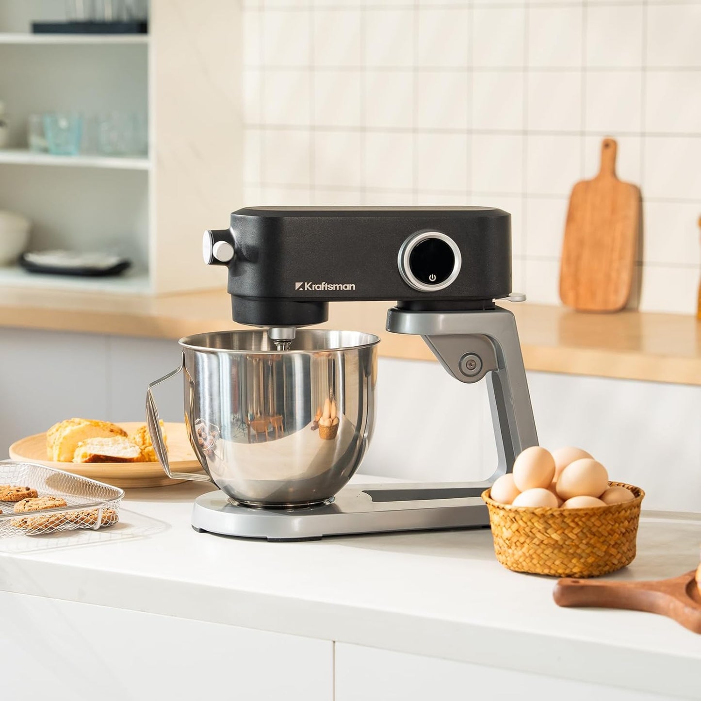 Stand Mixer 5L 8 Speeds Timer Stainless Steel Bowl Black