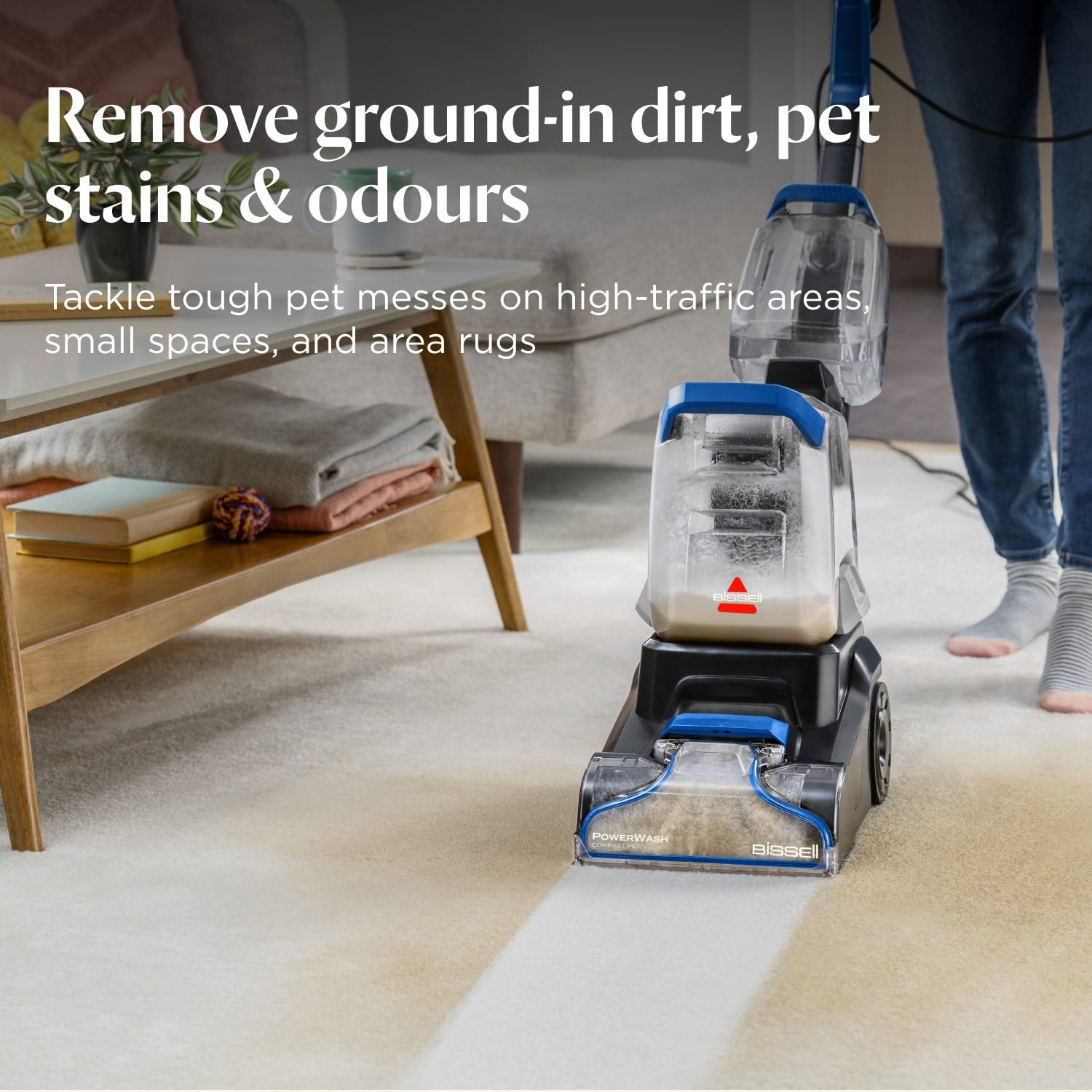 Compact Carpet Cleaner 600W 0.5L Detachable Hose Blue