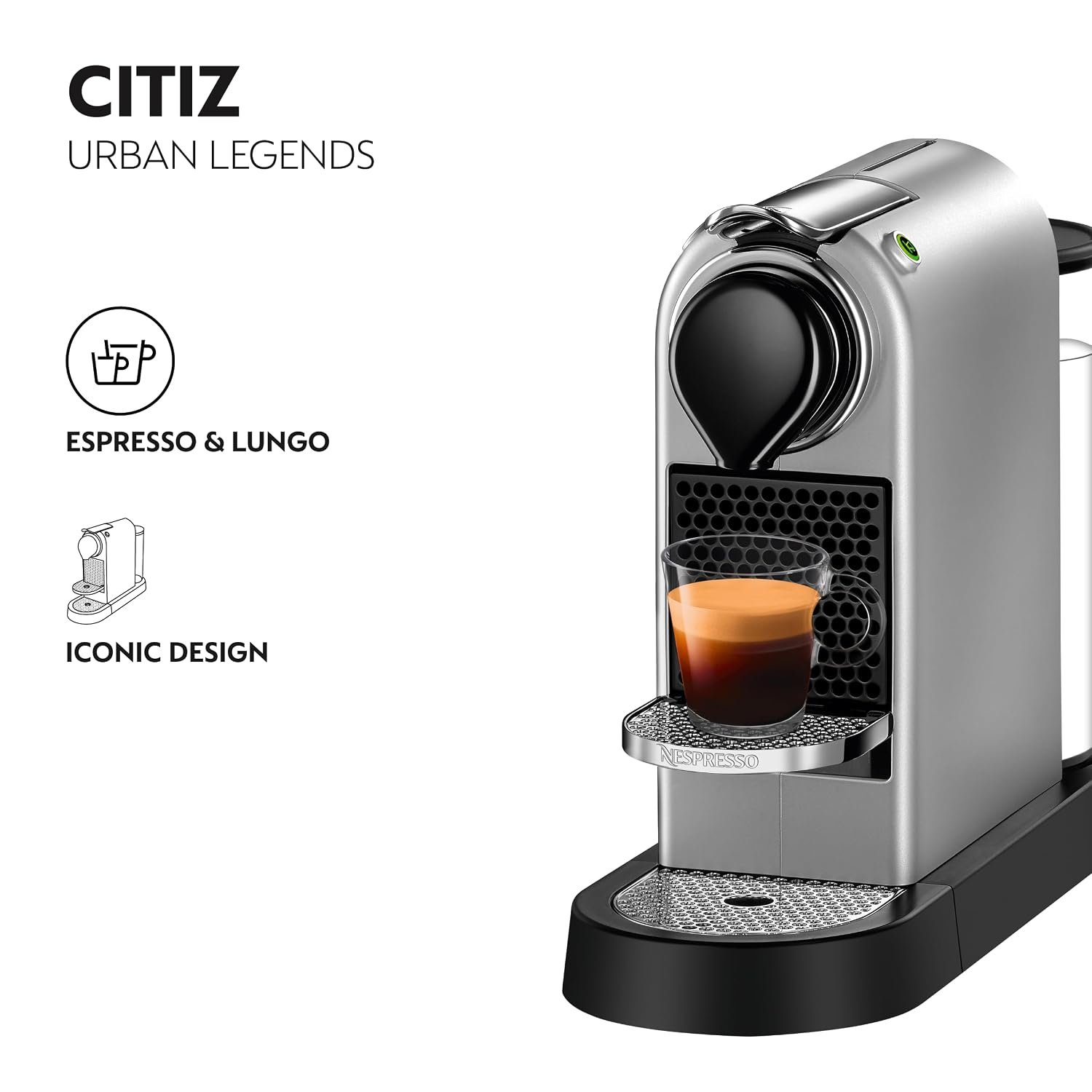 Automatic Pod Coffee Machine 1260W 1L Removable Tank Silver