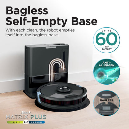 Robot Vacuum & Mop 2-in-1 Self-Empty LiDAR Mapping Edge Cleaning Black