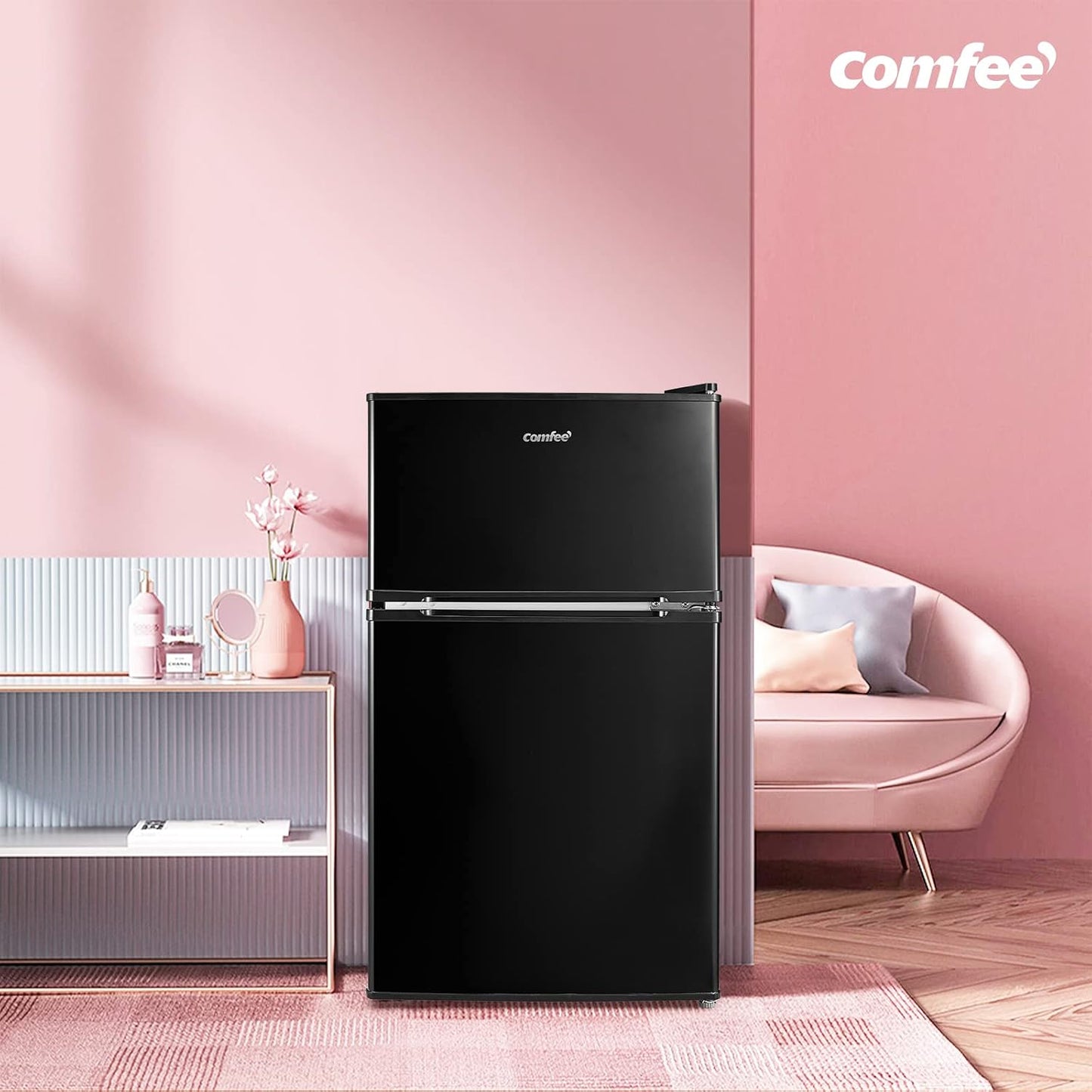 Under Counter Fridge Freezer 87L Double Door Reversible Door Black