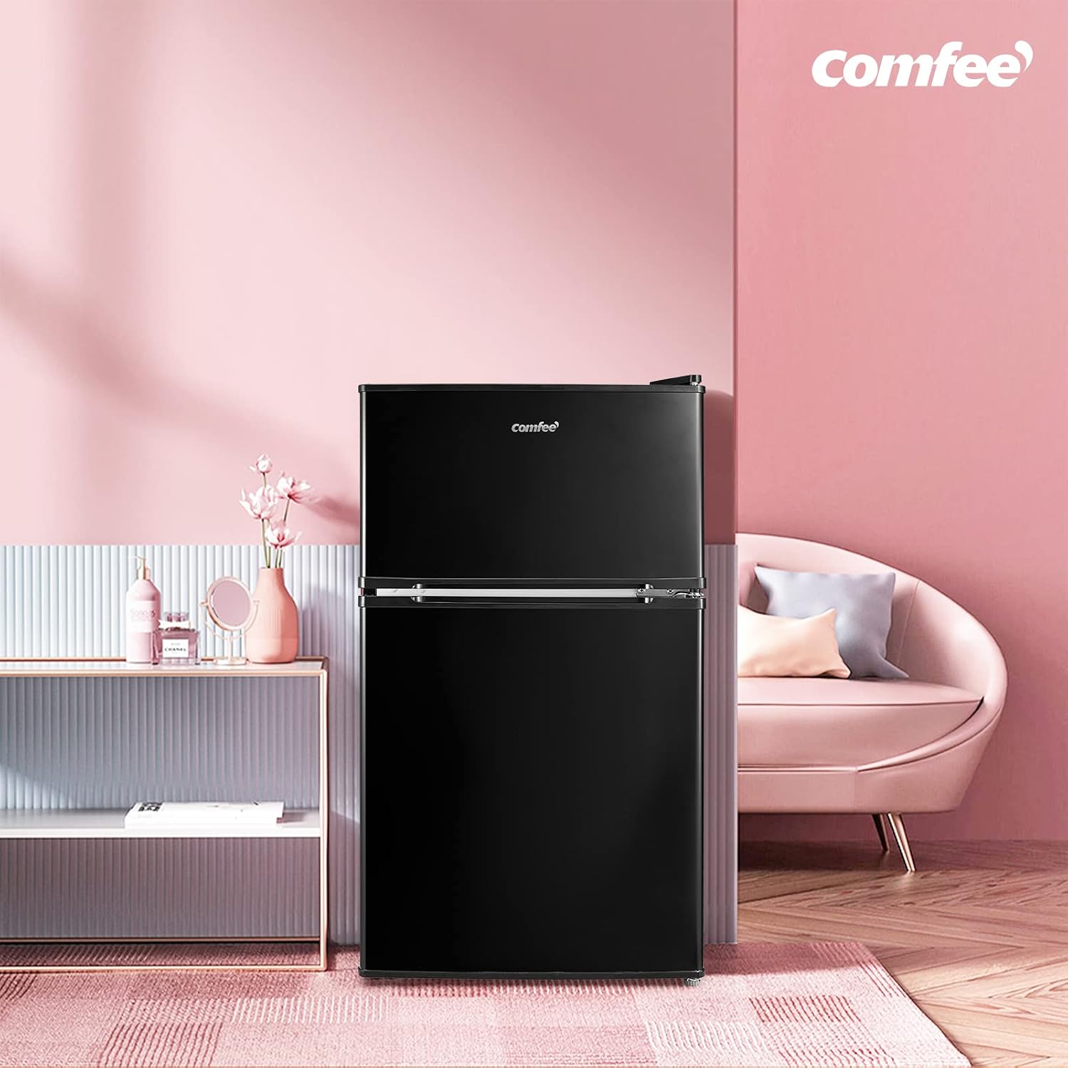 Under Counter Fridge Freezer 87L Double Door Reversible Door Black