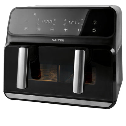 Dual Air Fryer 8.2L 12 Presets Sync & Match Cook Black