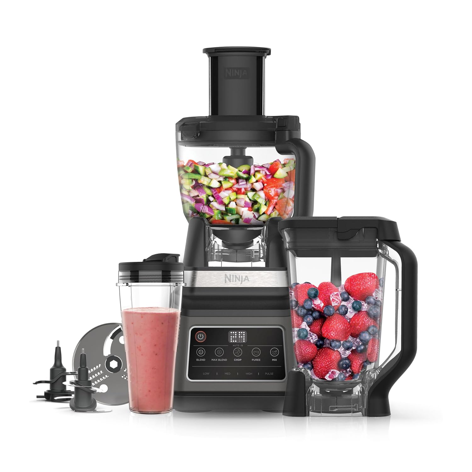 3-In-1 Food Processor And Blender With 5 Automatic Programs 1.8L Black