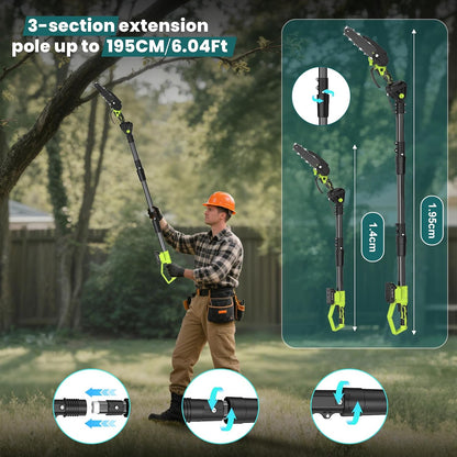 Pole Hedge Trimmer And Chainsaw Set 7.05Ft Extension 2x4.0Ah Battery Black